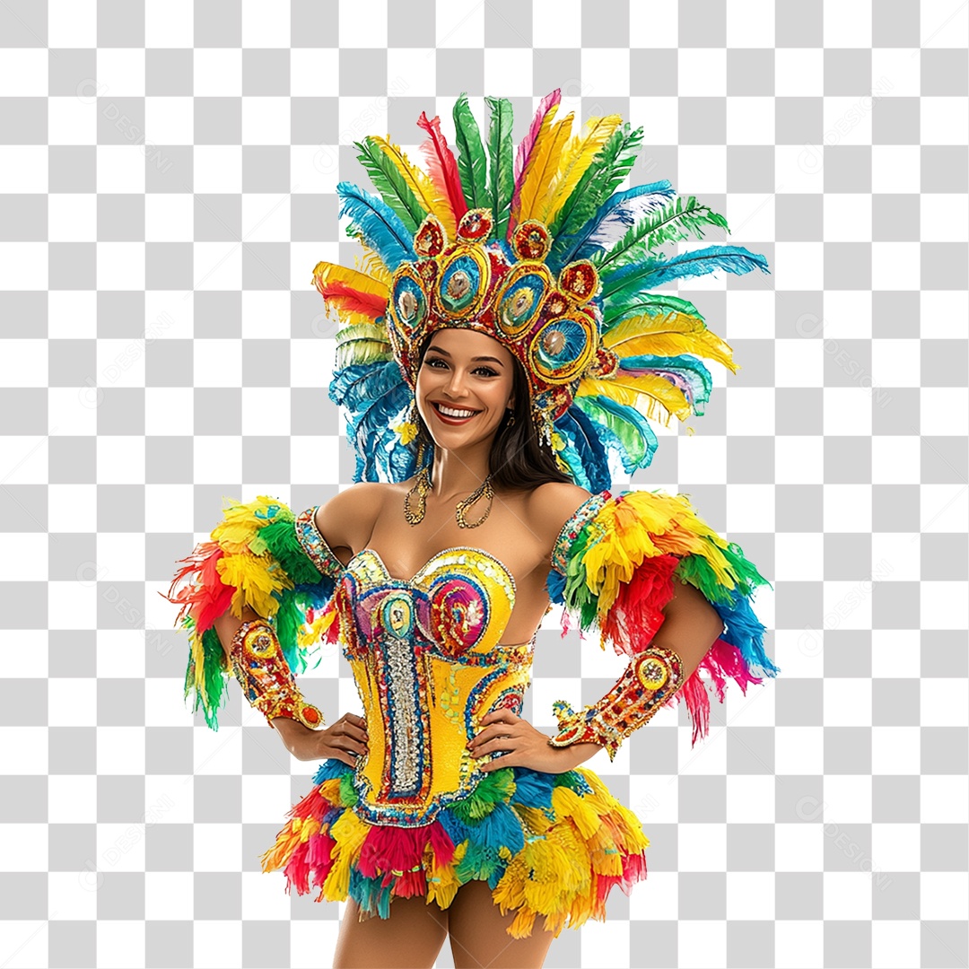 Mulher com Fantasia de Carnaval PNG Transparente