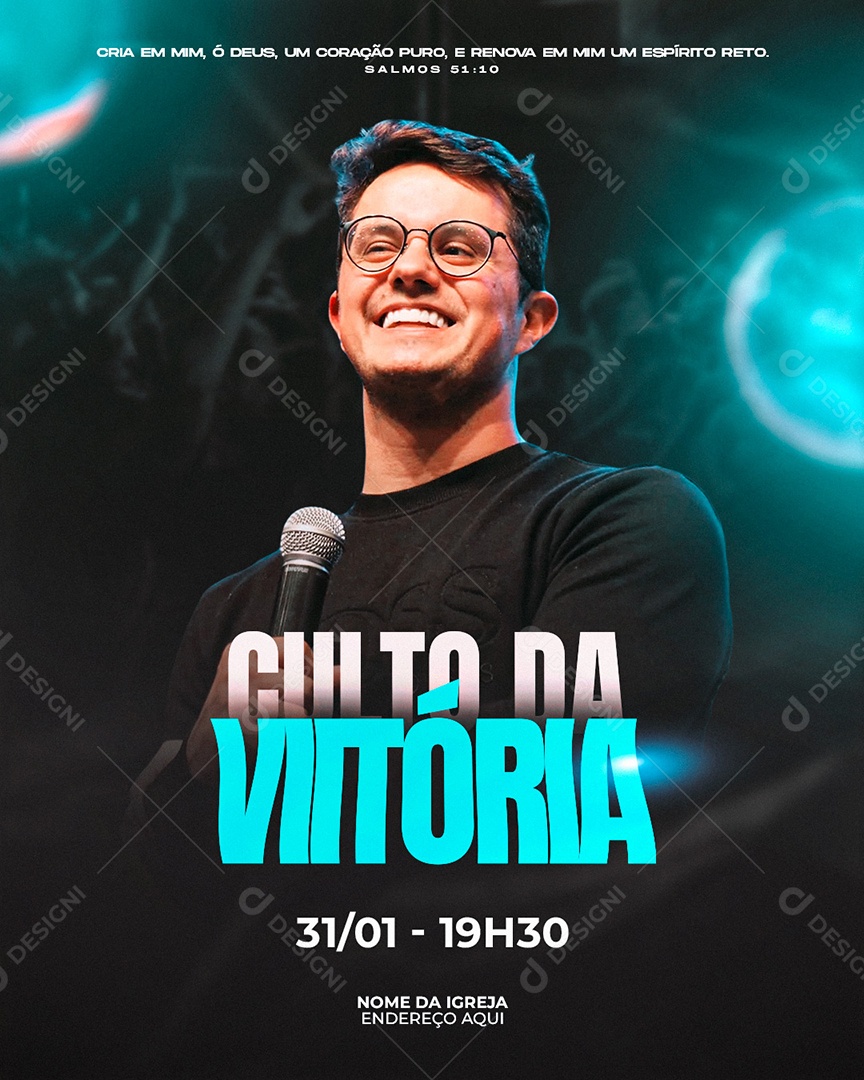 Gospel Culto Da Vitória Social Media PSD Editável