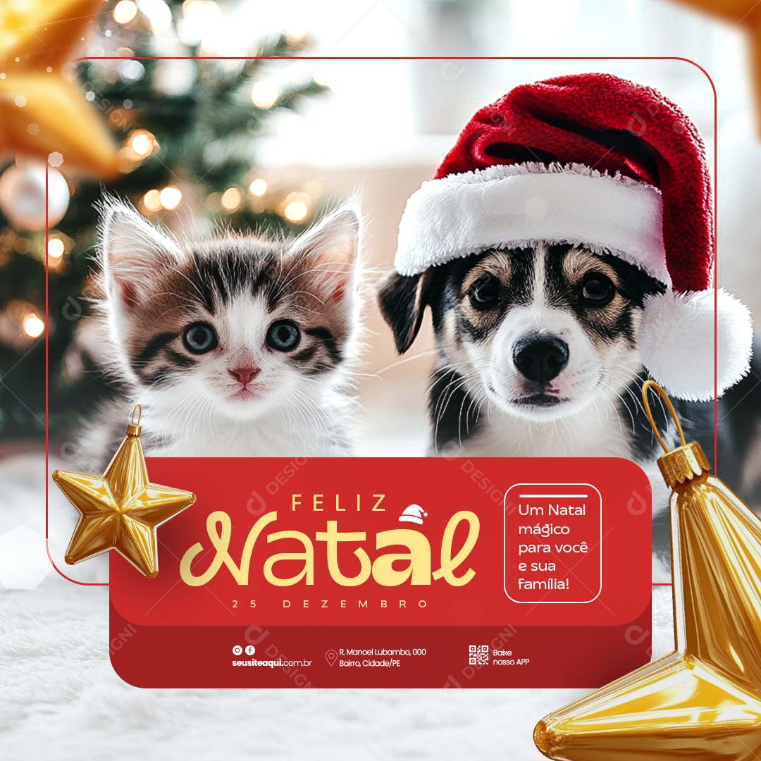 Feliz Natal Petshop Feed Social Media PSD Editável