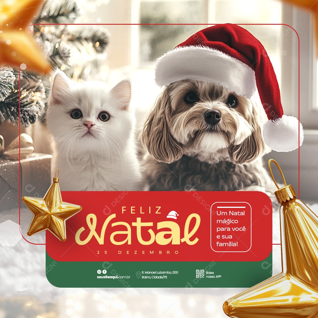 Feliz Natal Petshop Feed Social Media PSD Editável