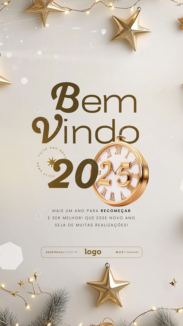 Story Bem Vindo 2025 01 de Janeiro Social Media PSD Editável