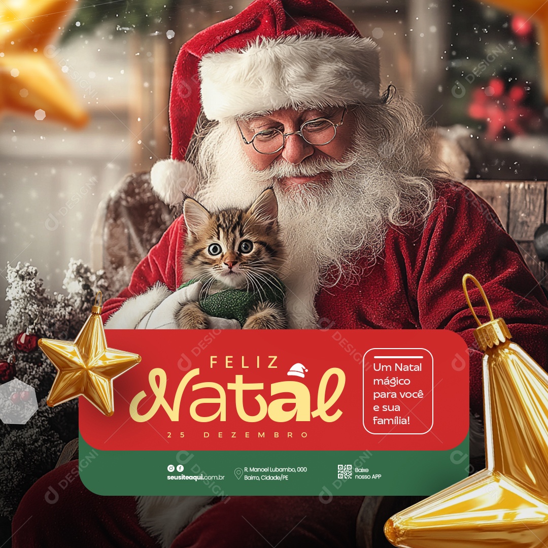 Feliz Natal Petshop Feed Social Media PSD Editável