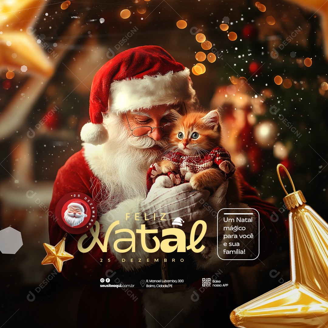 Feliz Natal Petshop Feed Social Media PSD Editável