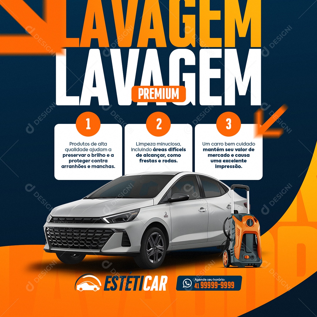 Lavador de Carros Lavagem Premium Social Media PSD Editável