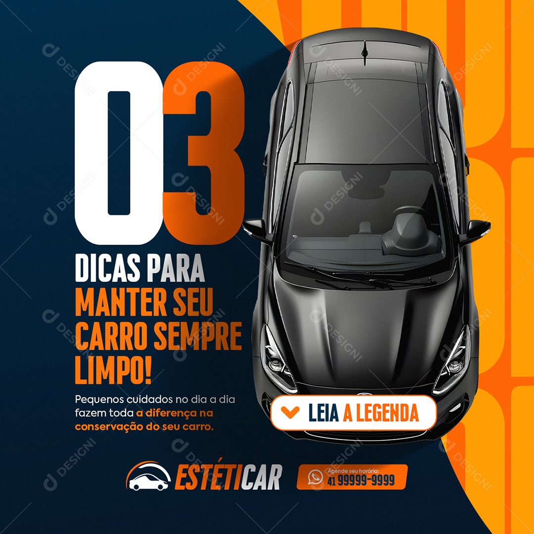 Lavador de Carros Três Dicas para Manter seu Carro Sempre Limpo Social Media PSD Editável