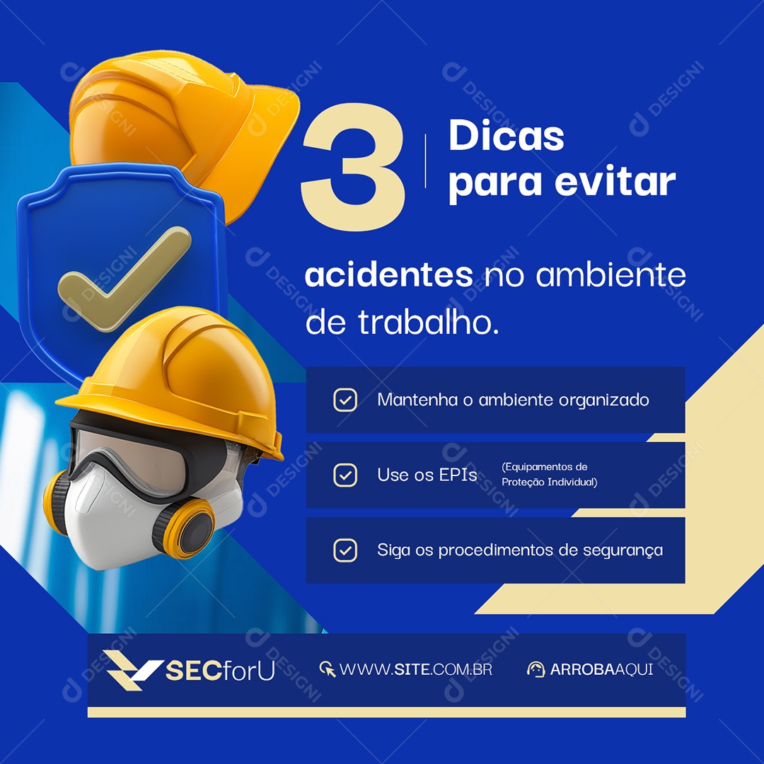 Técnico em Segurança do Trabalho Três Dicas para Evitar Acidentes Social Media PSD Editável