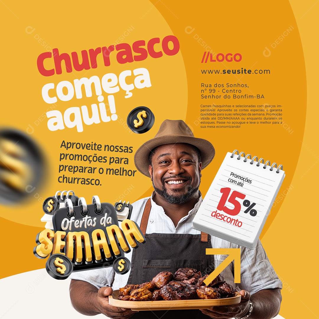 Ofertas da Semana Açougue Promoções Social Media PSD Editável