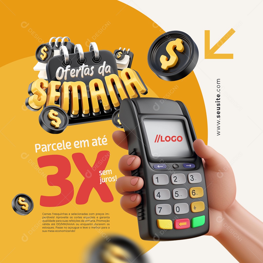 Ofertas da Semana Açougue Parcele Social Media PSD Editável