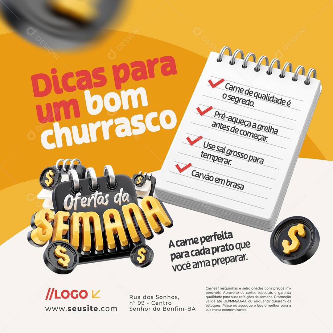 Ofertas da Semana Açougue Carne de Qualidade Social Media PSD Editável