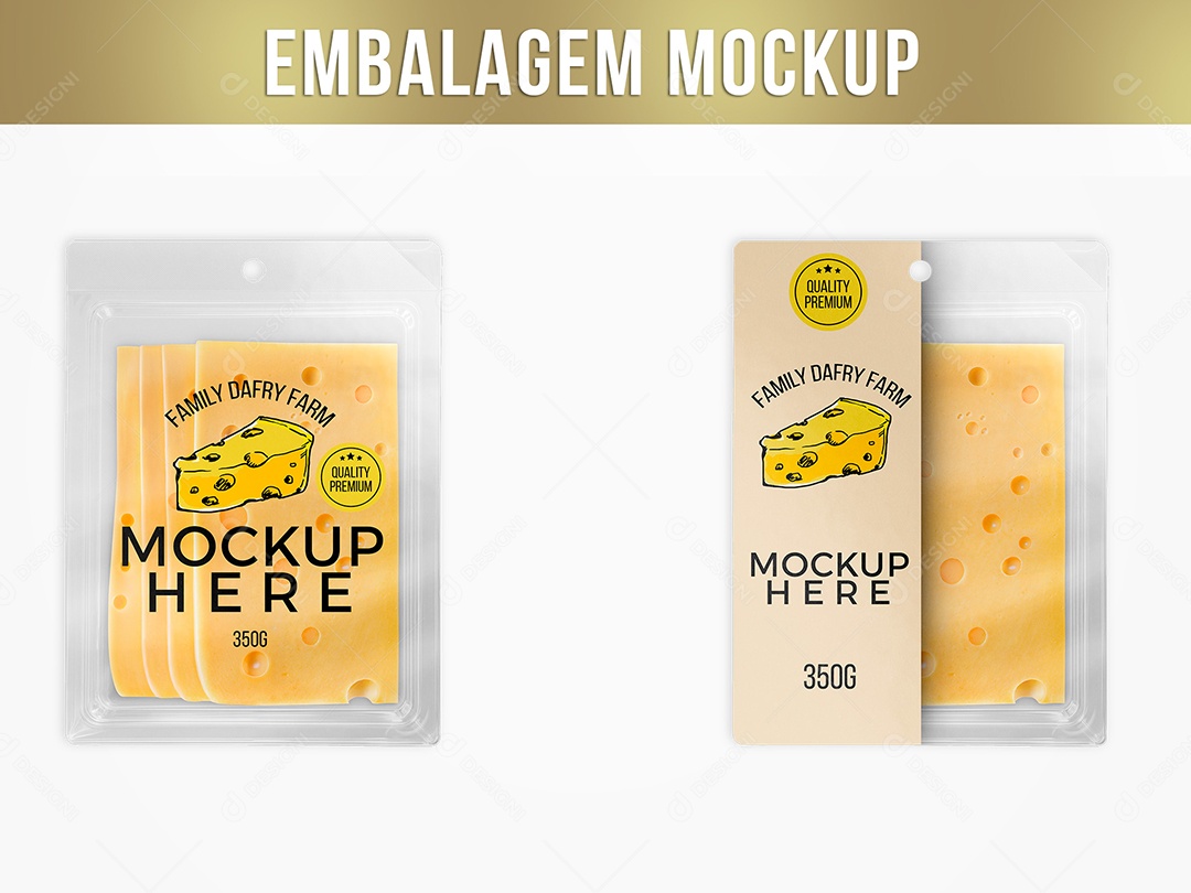 Embalagem Mockup de Queijo PSD Editável