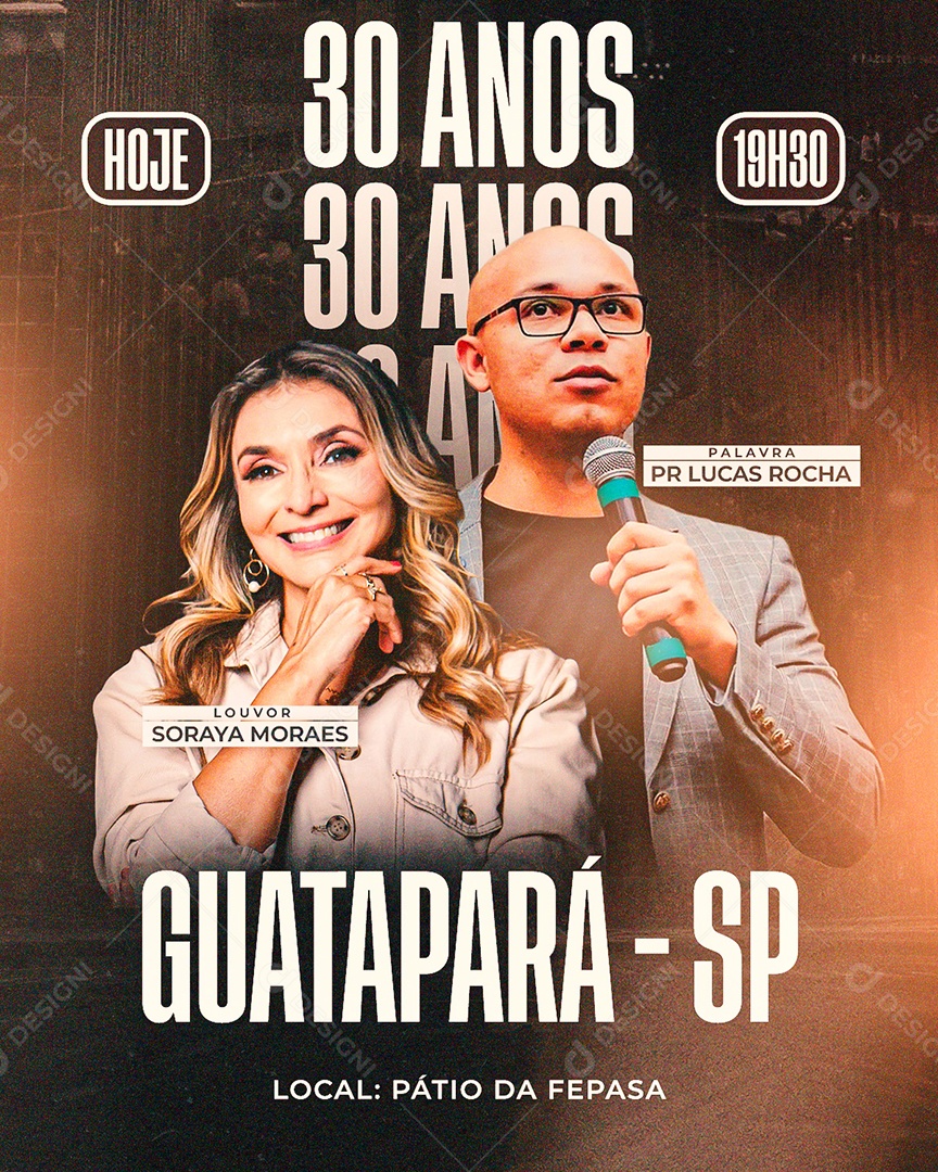 Flyer Gospel Trinta Anos Social Media PSD Editável