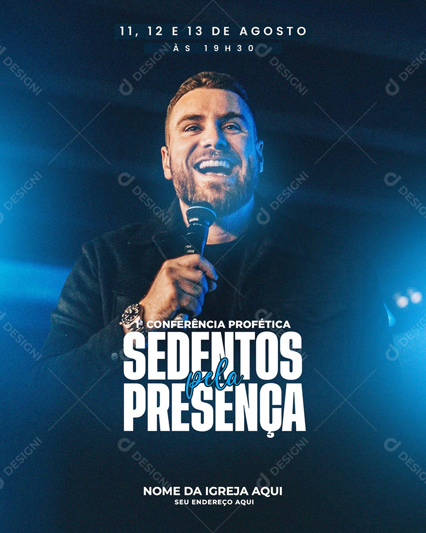 Flyer Gospel Sedentos Pela Presença Social Media PSD Editável