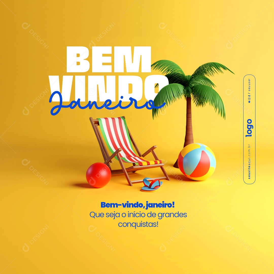 Bem Vindo Janeiro Social Media PSD Editável