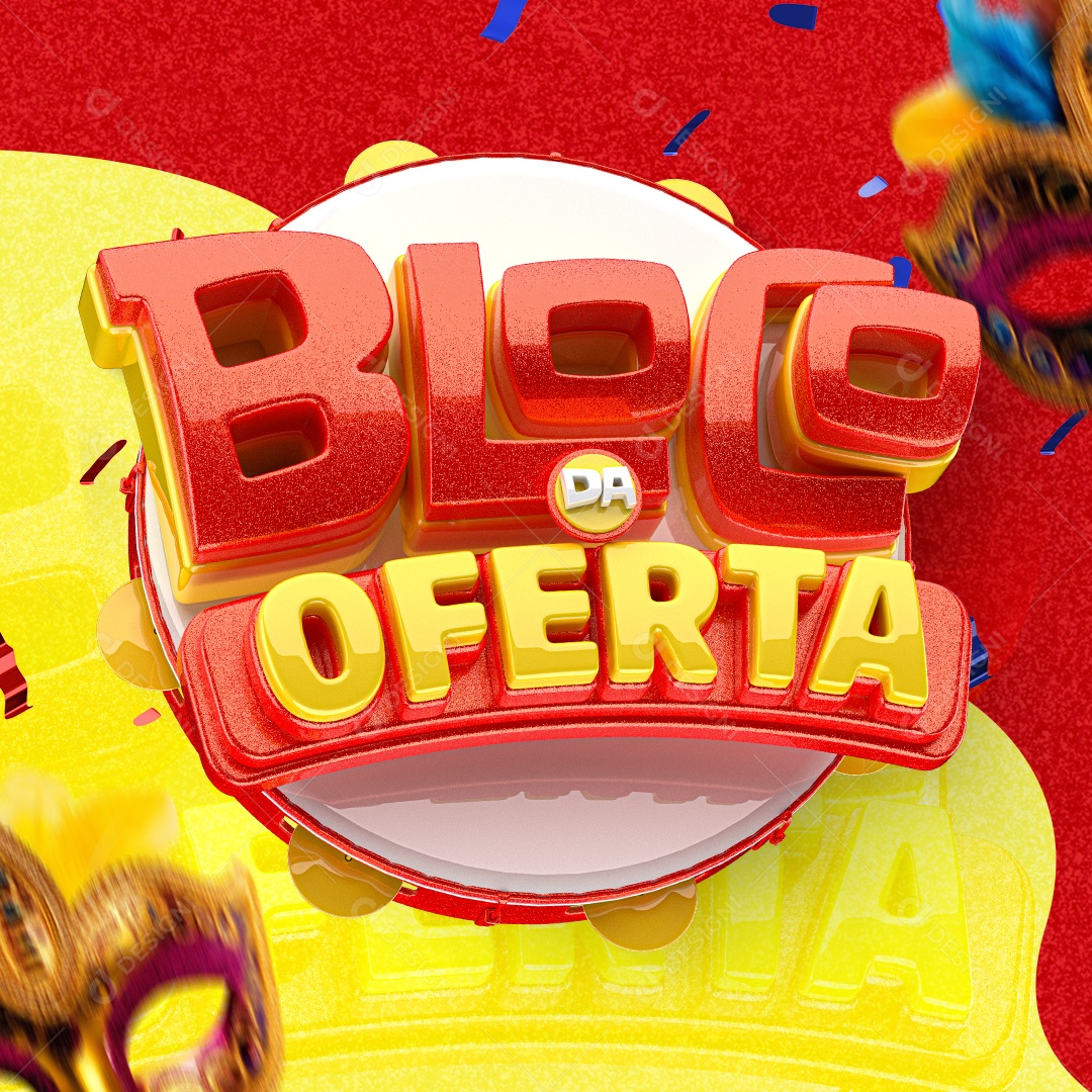 Selo 3D Bloco de Ofertas para Composição PSD