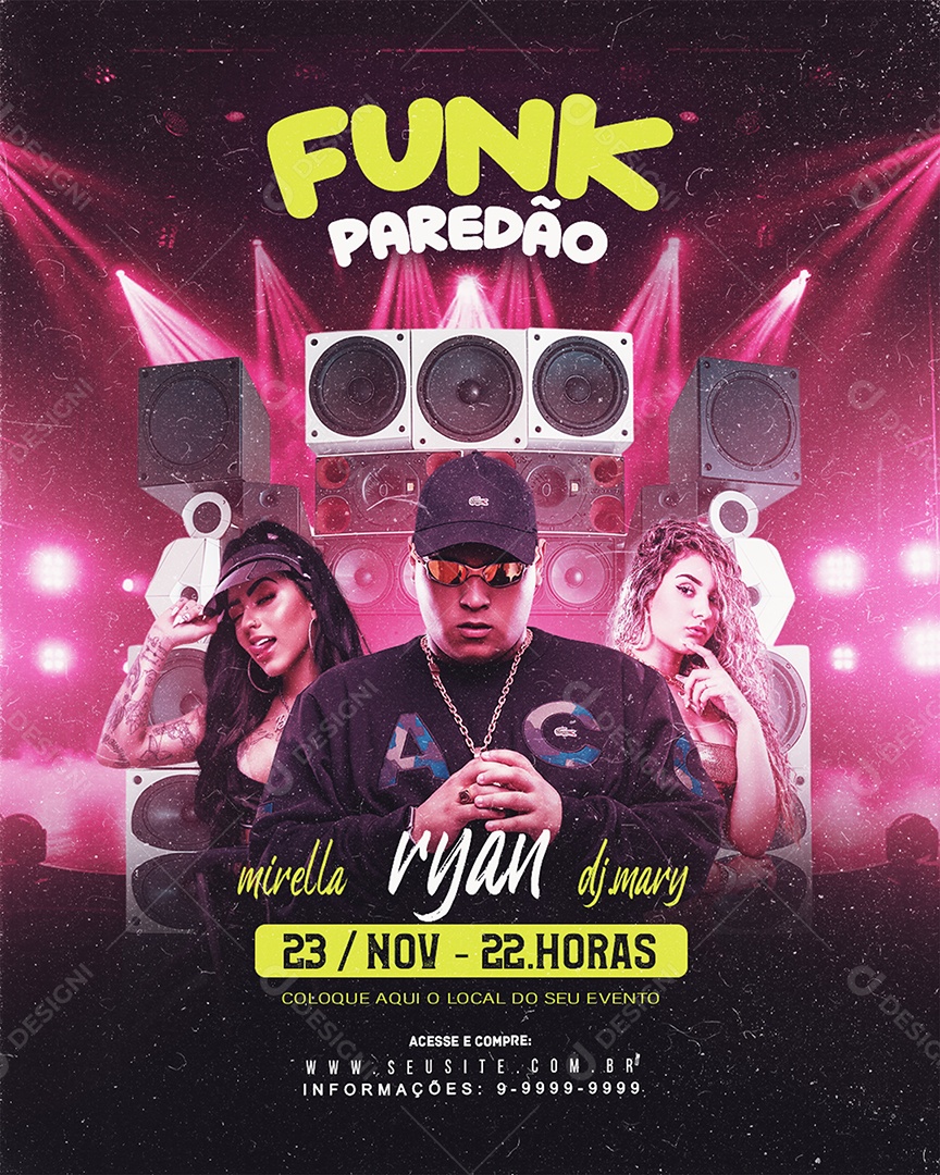 Flyer Próximos Shows Funk Paredão Social Media PSD Editável