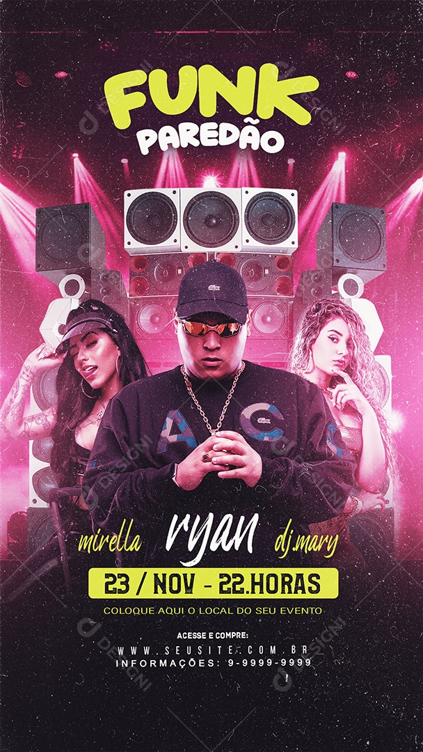 Story  Flyer Próximos Shows Funk Paredão Social Media PSD Editável