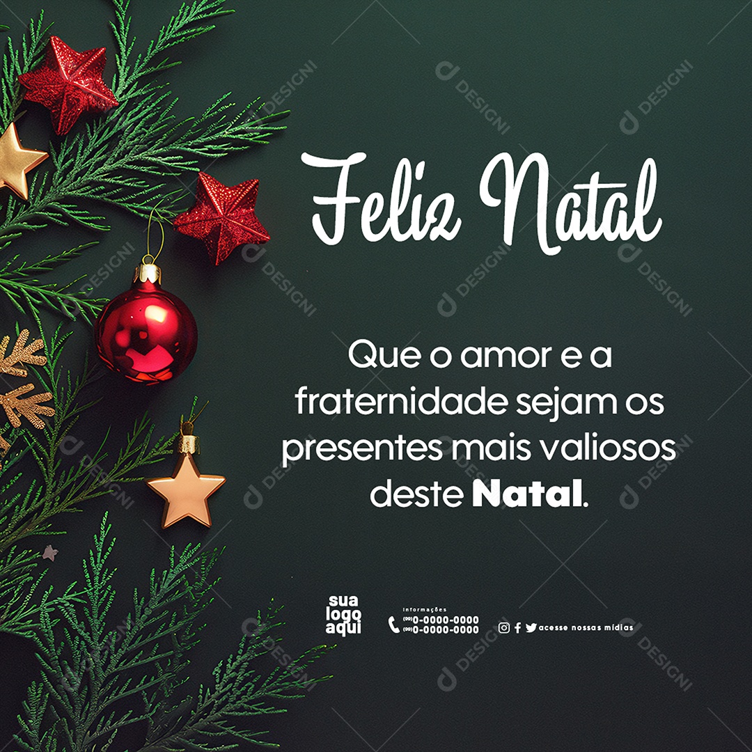 Feliz Natal 25 de Dezembro Que seu Natal Seja Abençoado Social Media PSD Editável