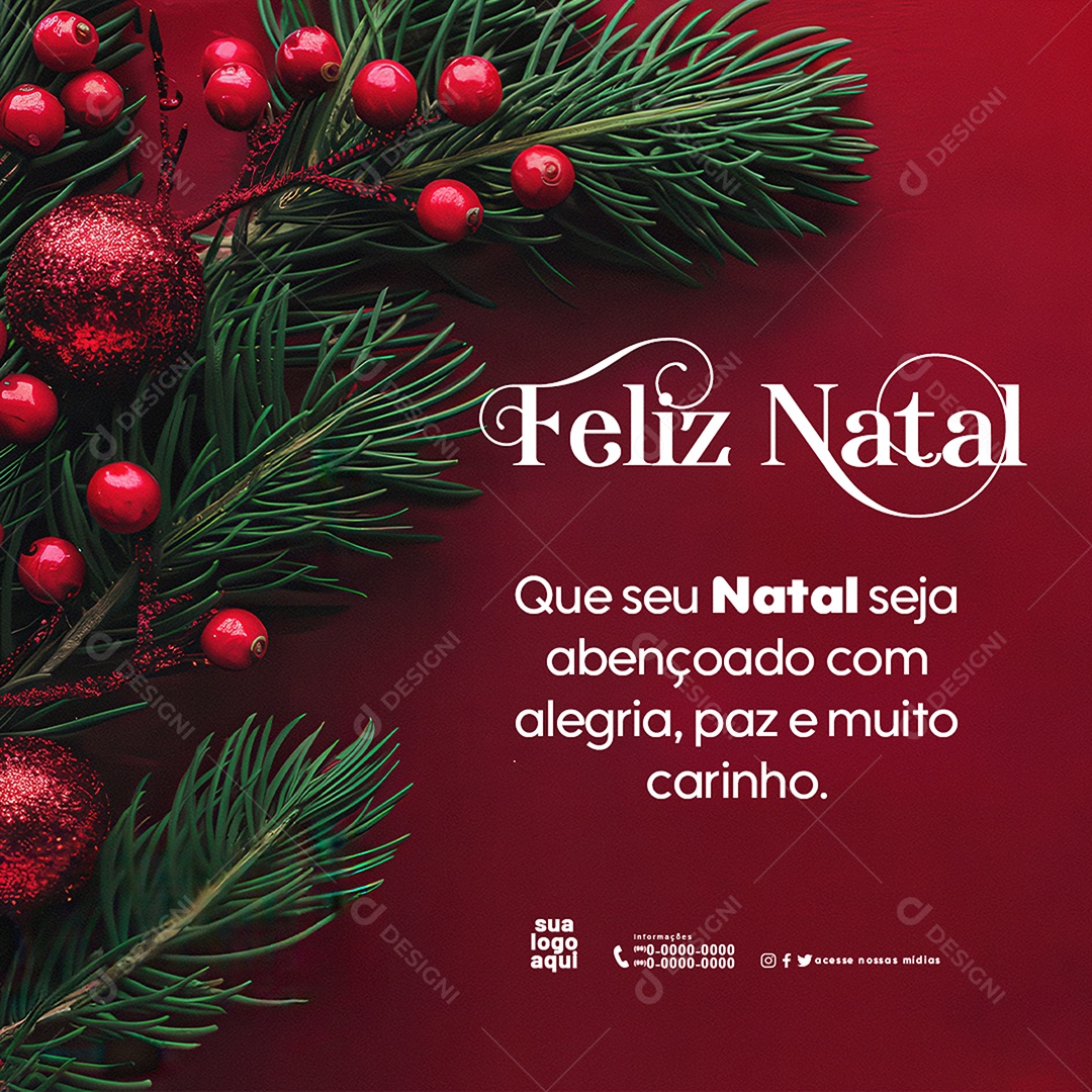 Feliz Natal 25 de Dezembro Que seu Natal Seja Abençoado Social Media PSD Editável