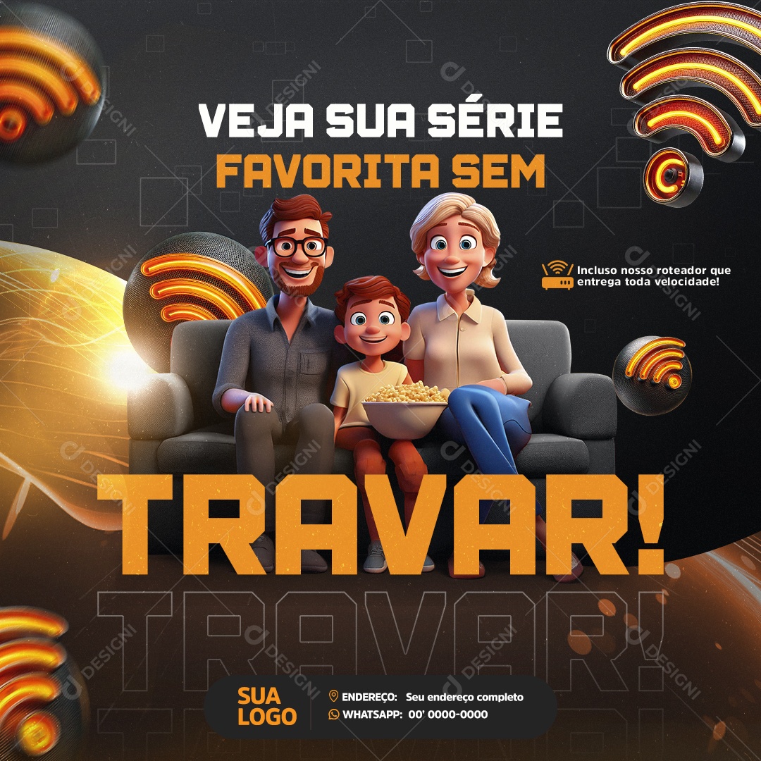 Provedor de Internet Veja Sua Série Favorita Social Media PSD Editável