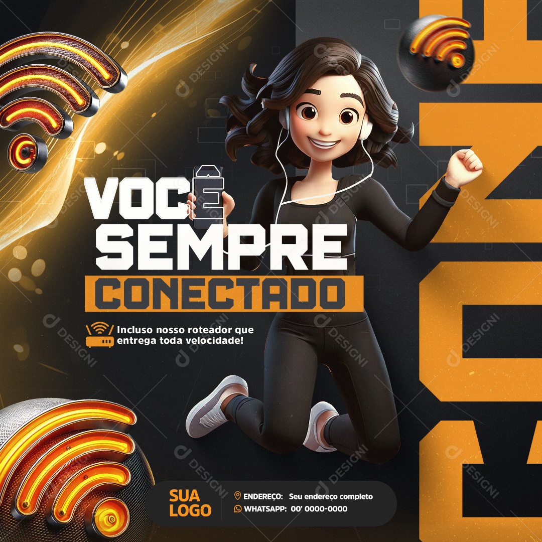 Provedor de Internet Você Sempre Conectado Social Media PSD Editável