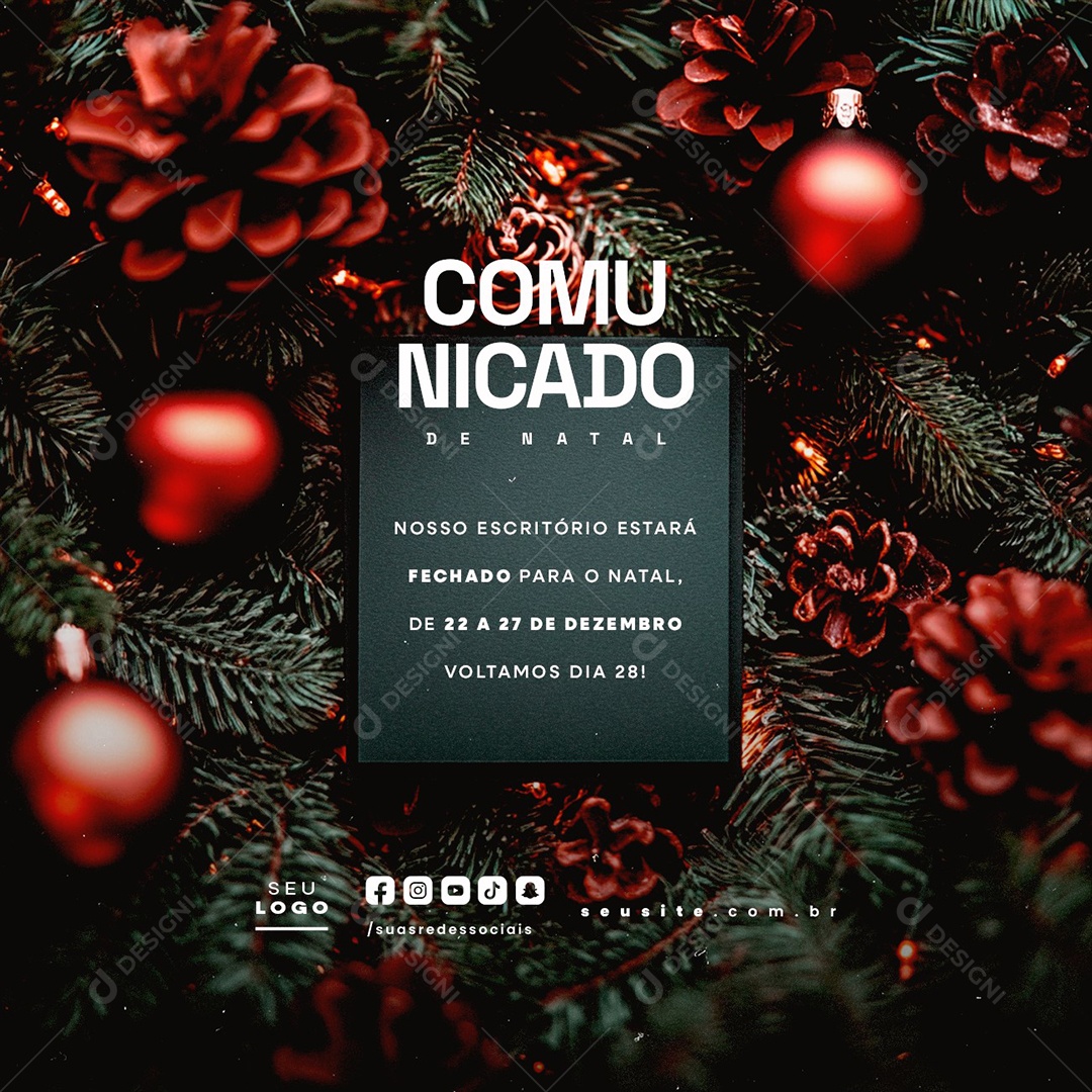 Comunicado de Natal Social Media PSD Editável