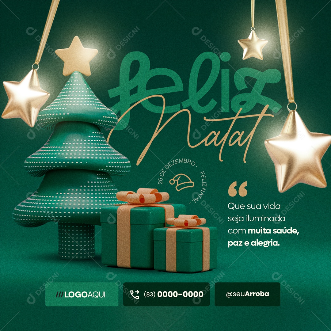 Feliz Natal 25 de Dezembro Que Sua Vida Seja Iluminada Social Media PSD Editável