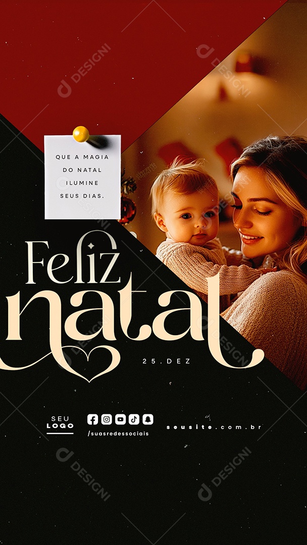 Story Social Media Feliz Natal 25 de Dezembro PSD Editável