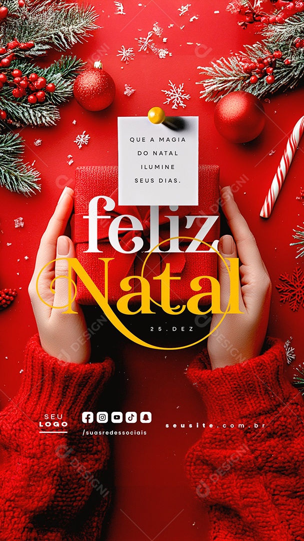 Story Feliz Natal 25 de Dezembro Social Media PSD Editável