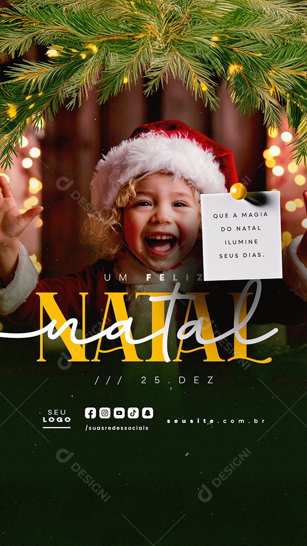 Story Feliz Natal 25 de Dezembro Social Media PSD Editável