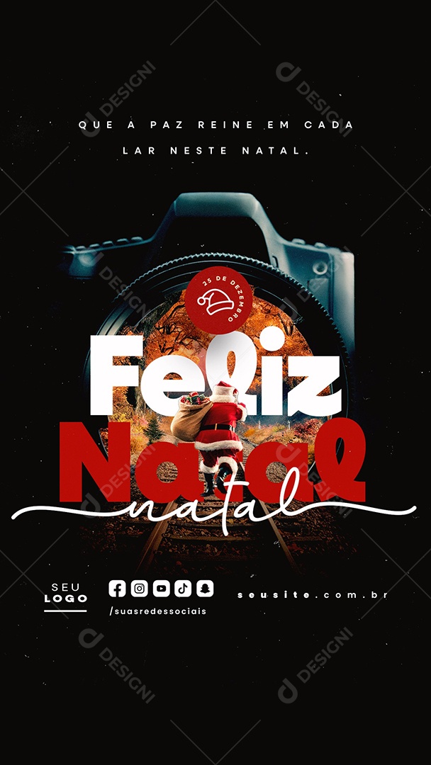Story Feliz Natal 25 de Dezembro Fotográfo Social Media PSD Editável