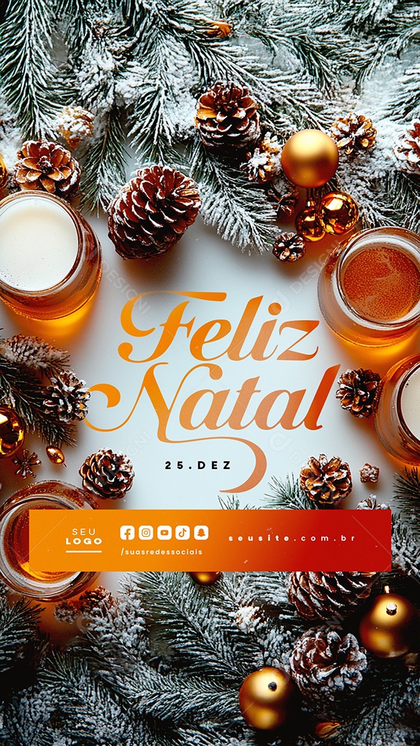 Story Feliz Natal 25 de Dezembro Cervejaria Social Media PSD Editável