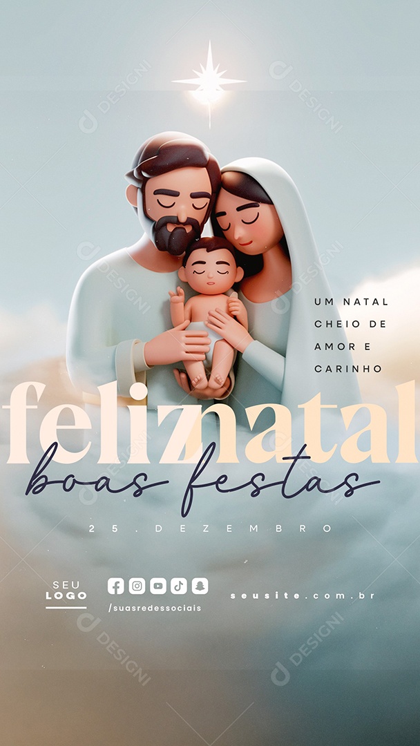 Story Feliz Natal Religioso 25 de Dezembro Boas Festas Social Media PSD Editável