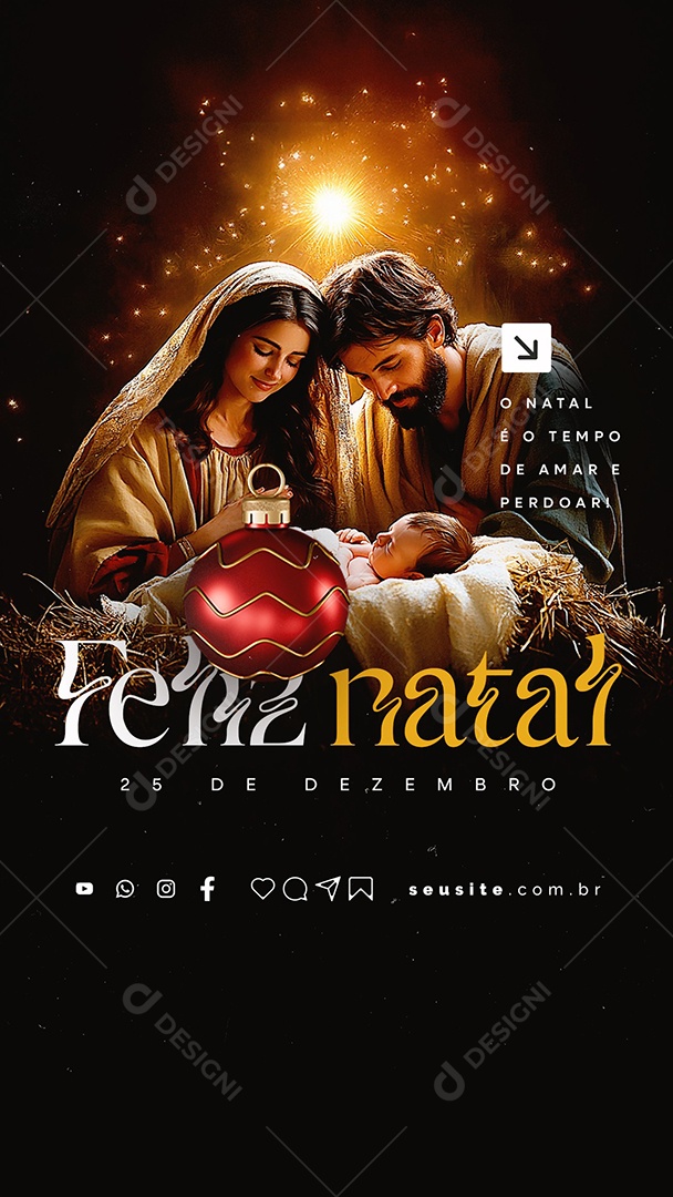 Story Feliz Natal Religioso 25 de Dezembro Social Media PSD Editável