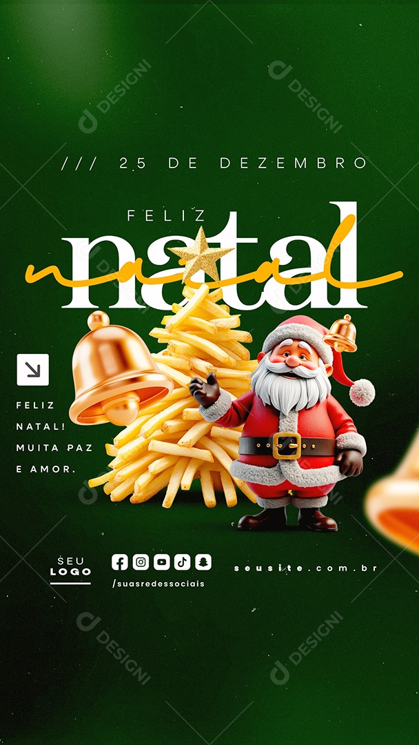 Story Feliz Natal 25 de Dezembro Lanchonete Social Media PSD Editável