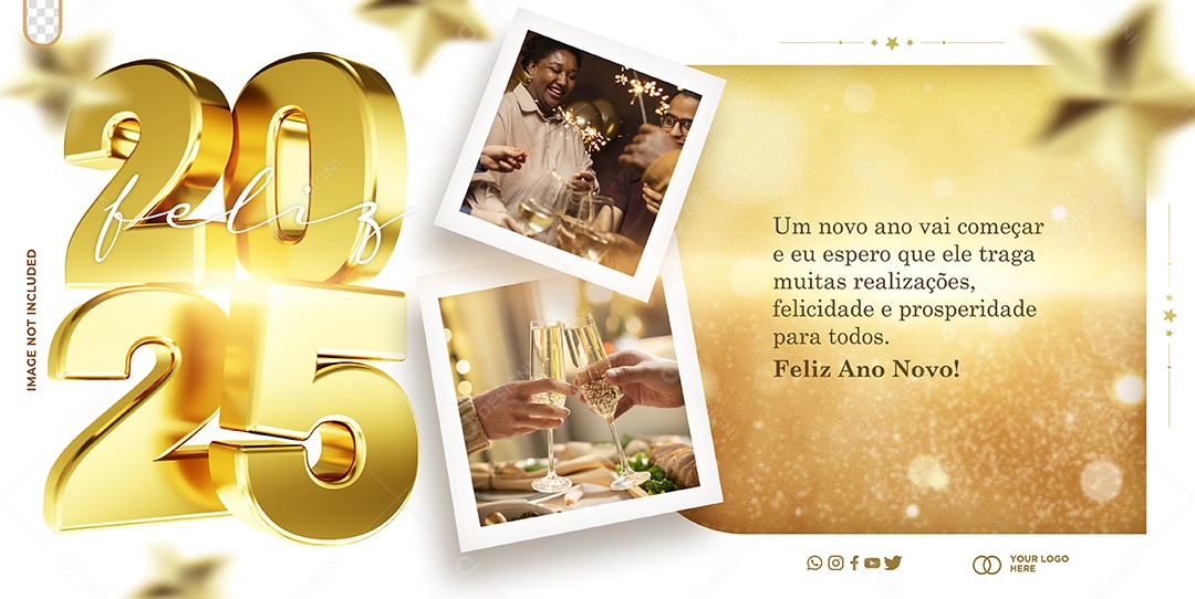 Happy New Year Banner January 1st 2025 Social Media Media Editable