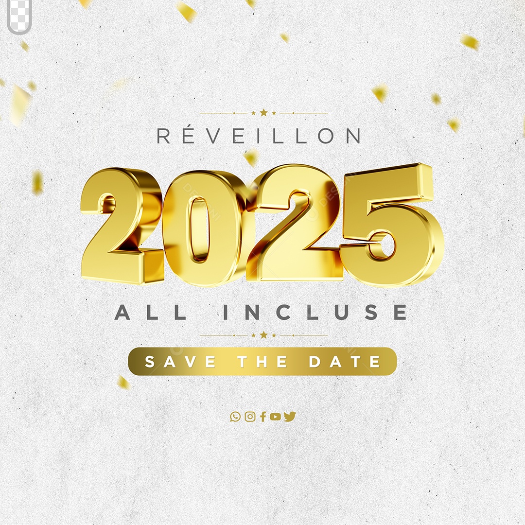 Feliz Ano Novo 01 de Janeiro Réveillon All Incluse Social Media PSD Editável