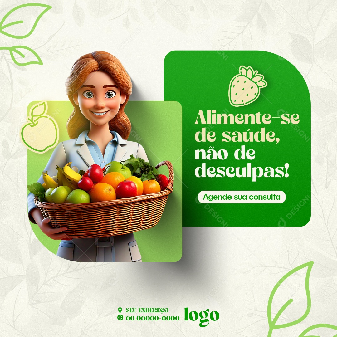 Nutricionista Alimente-se de Saúde Social Media PSD Editável