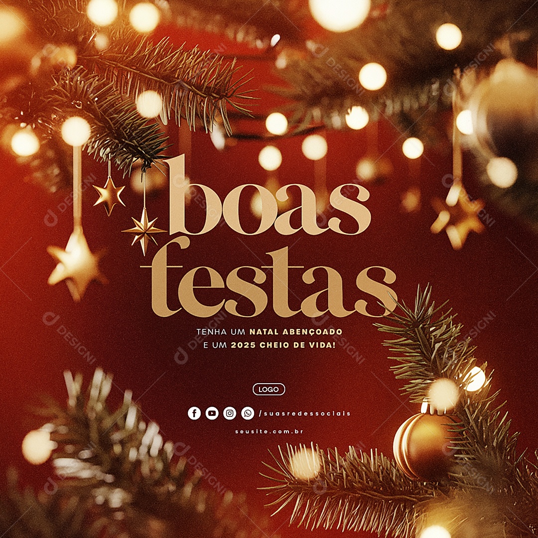 Boas Festas Tenha um Natal Abençoado Social Media PSD Editável