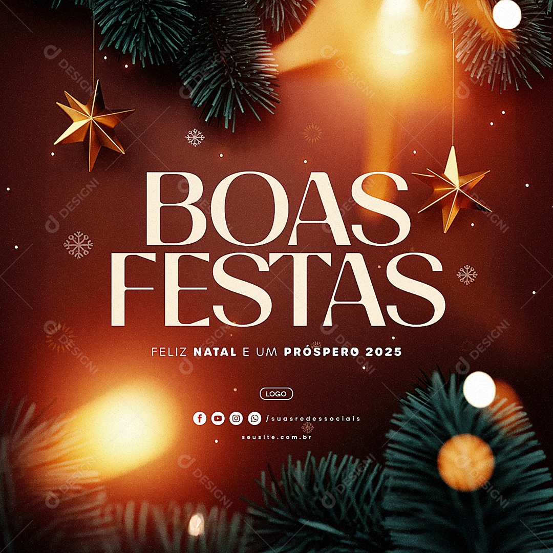 Social Media Boas Festas Feliz Natal e Um Próspero 2025 PSD Editável