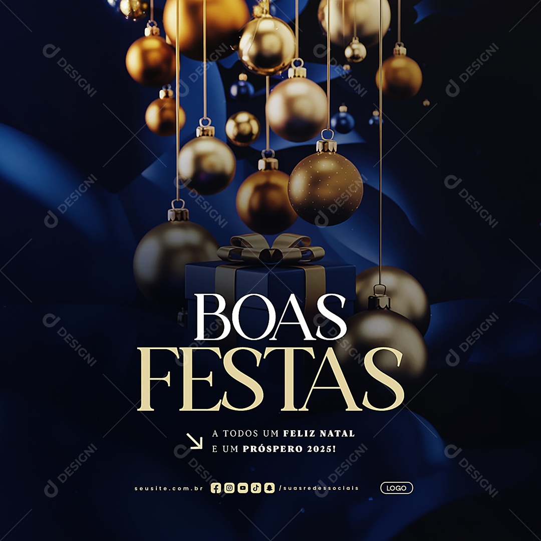 Boas Festas Feliz Natal e Um Próspero 2025 Social Media  PSD Editável