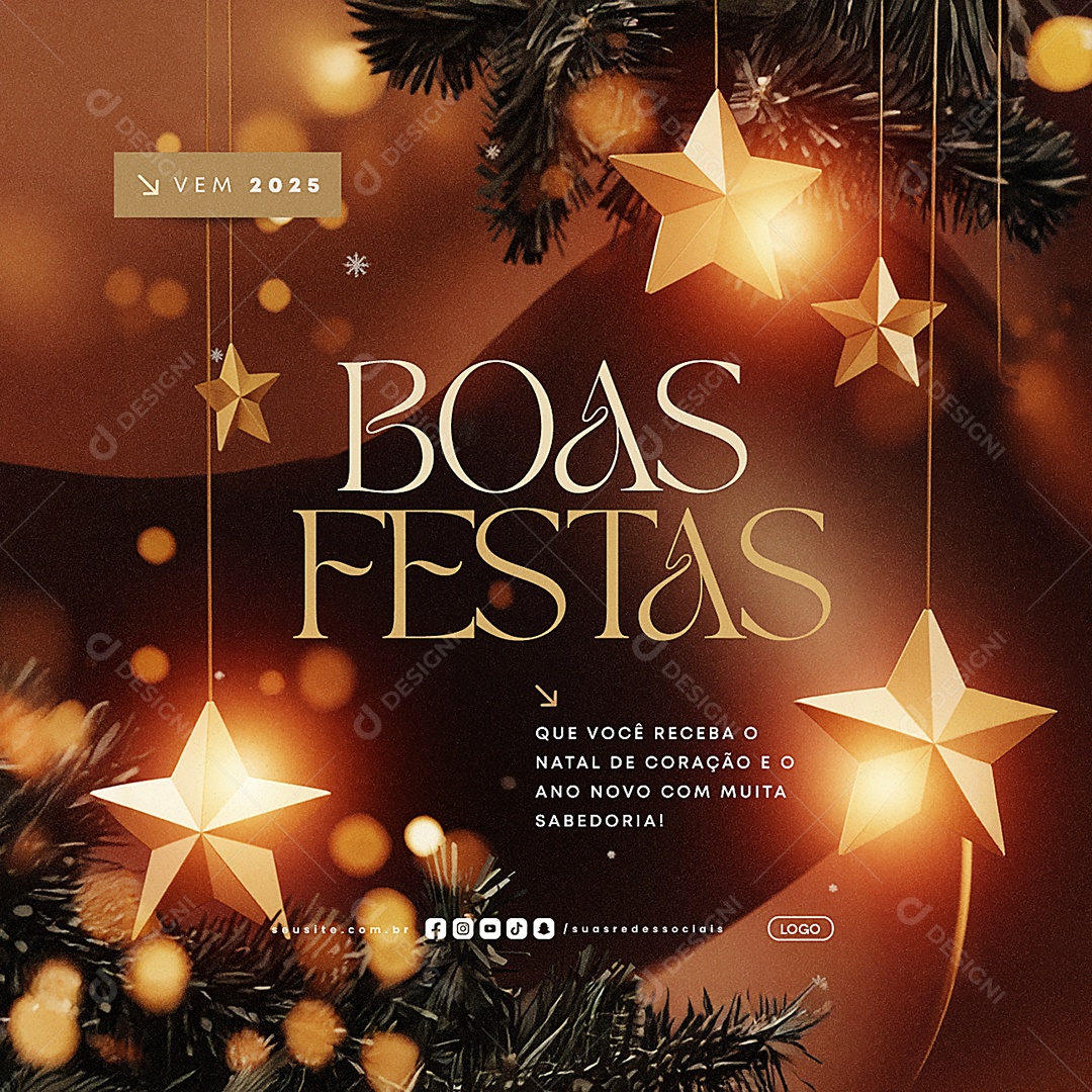 Social Media Boas Festas Vem 2025 PSD Editável