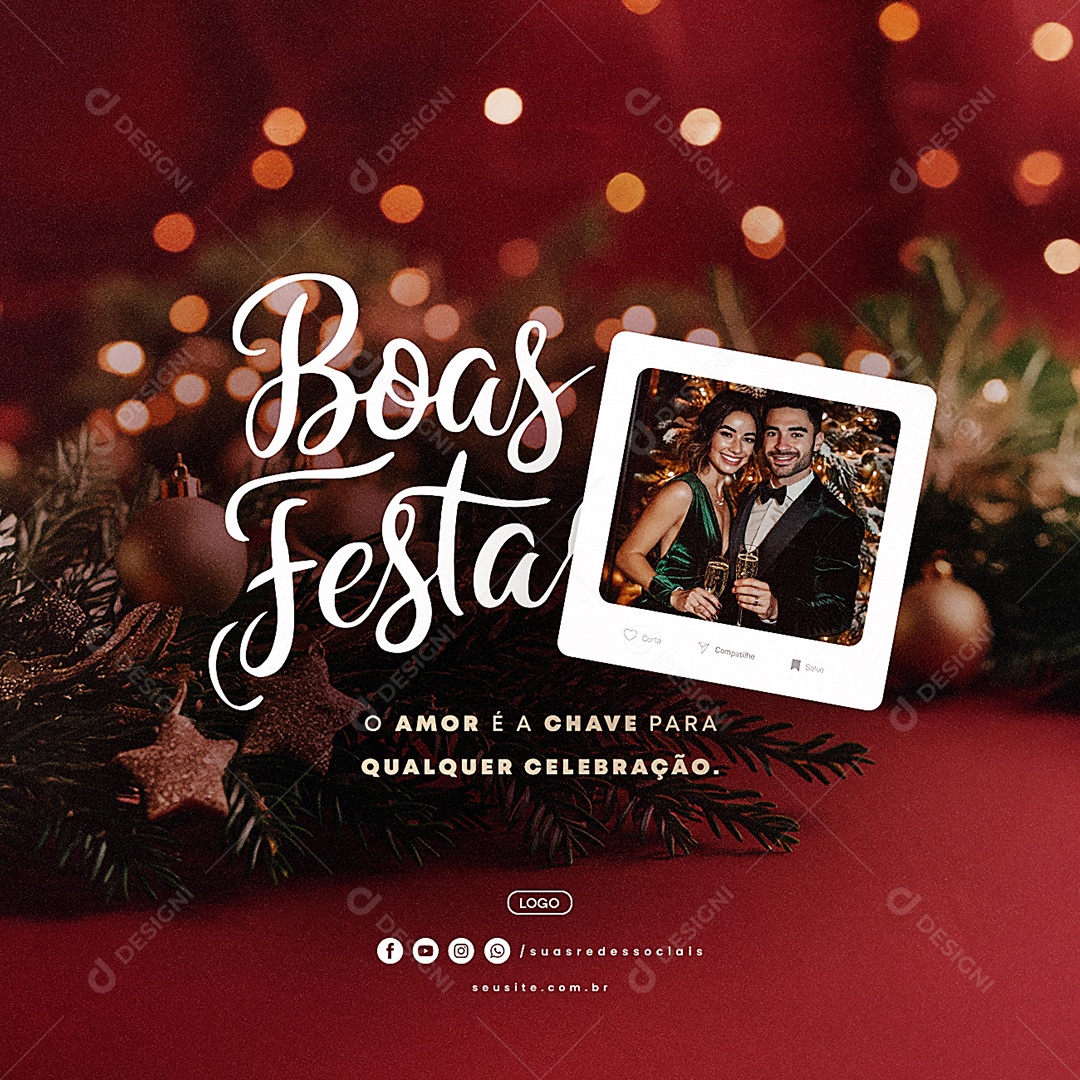 Boas Festas O Amor é Chave para Qualquer Celebração Social Media PSD Editável