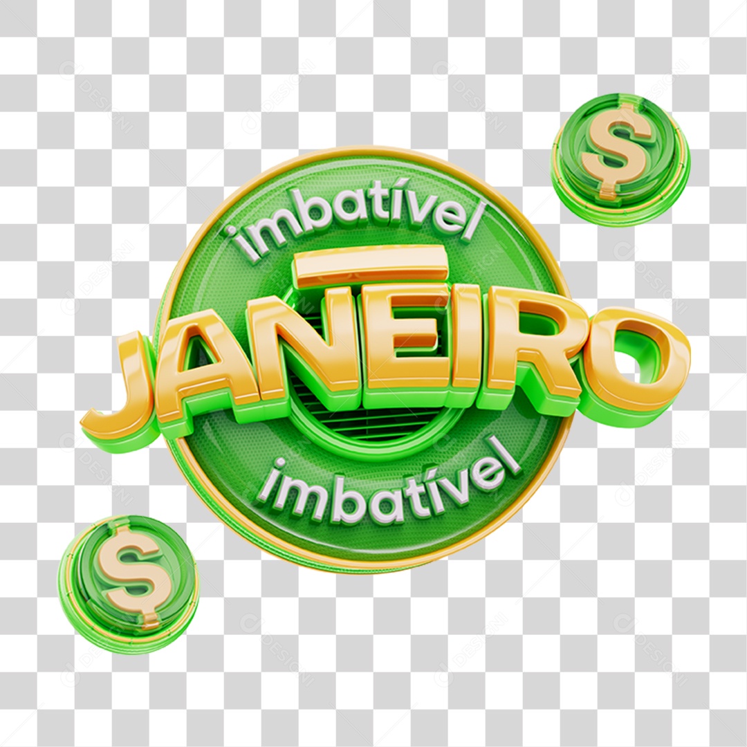 Selo 3D Janeiro Imbatível PNG Transparente