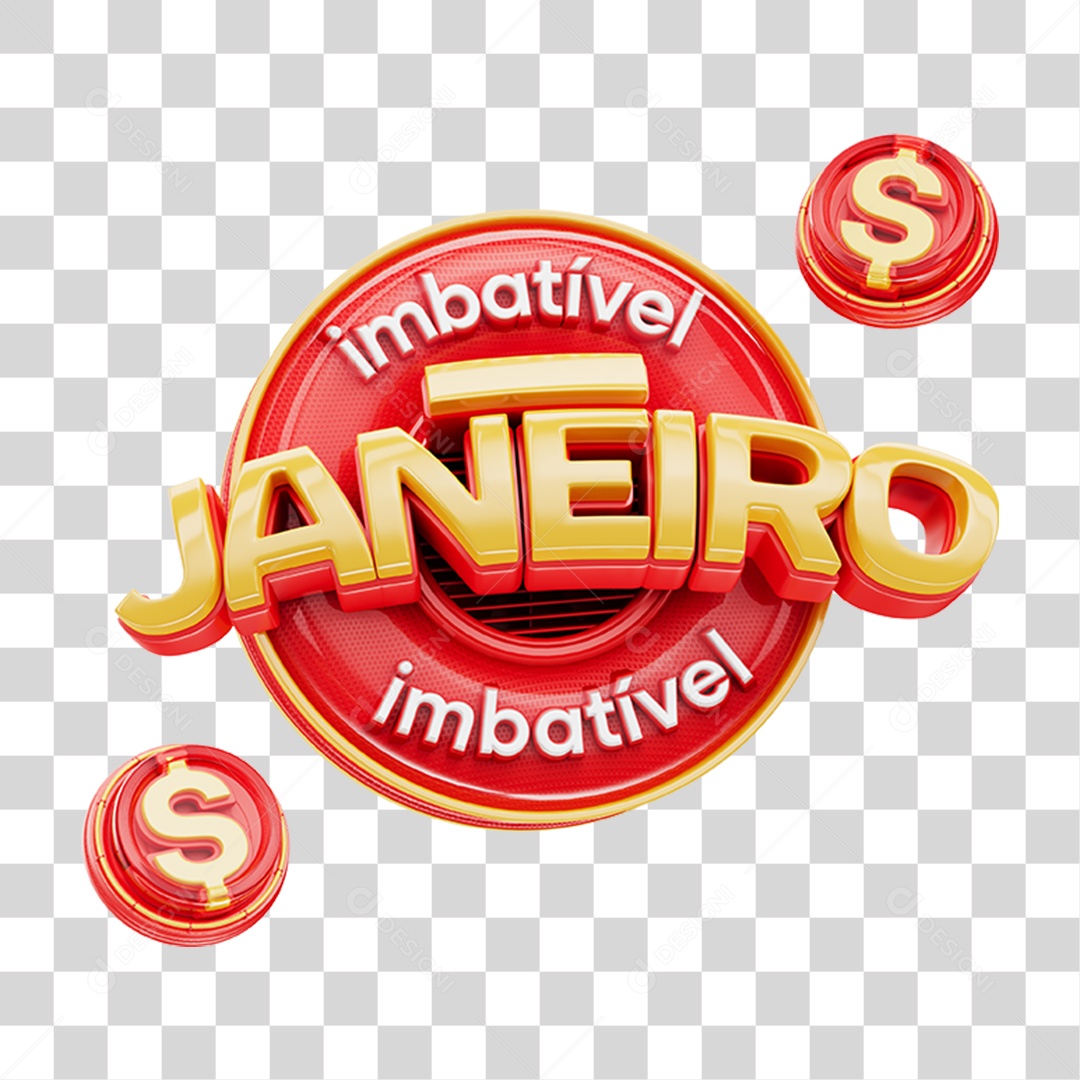 Selo 3D Janeiro Imbatível PNG Transparente