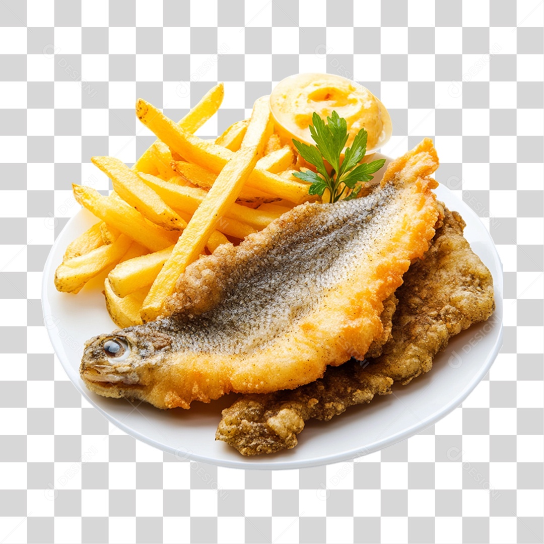 Porção de Peixe Frito PNG Transparente