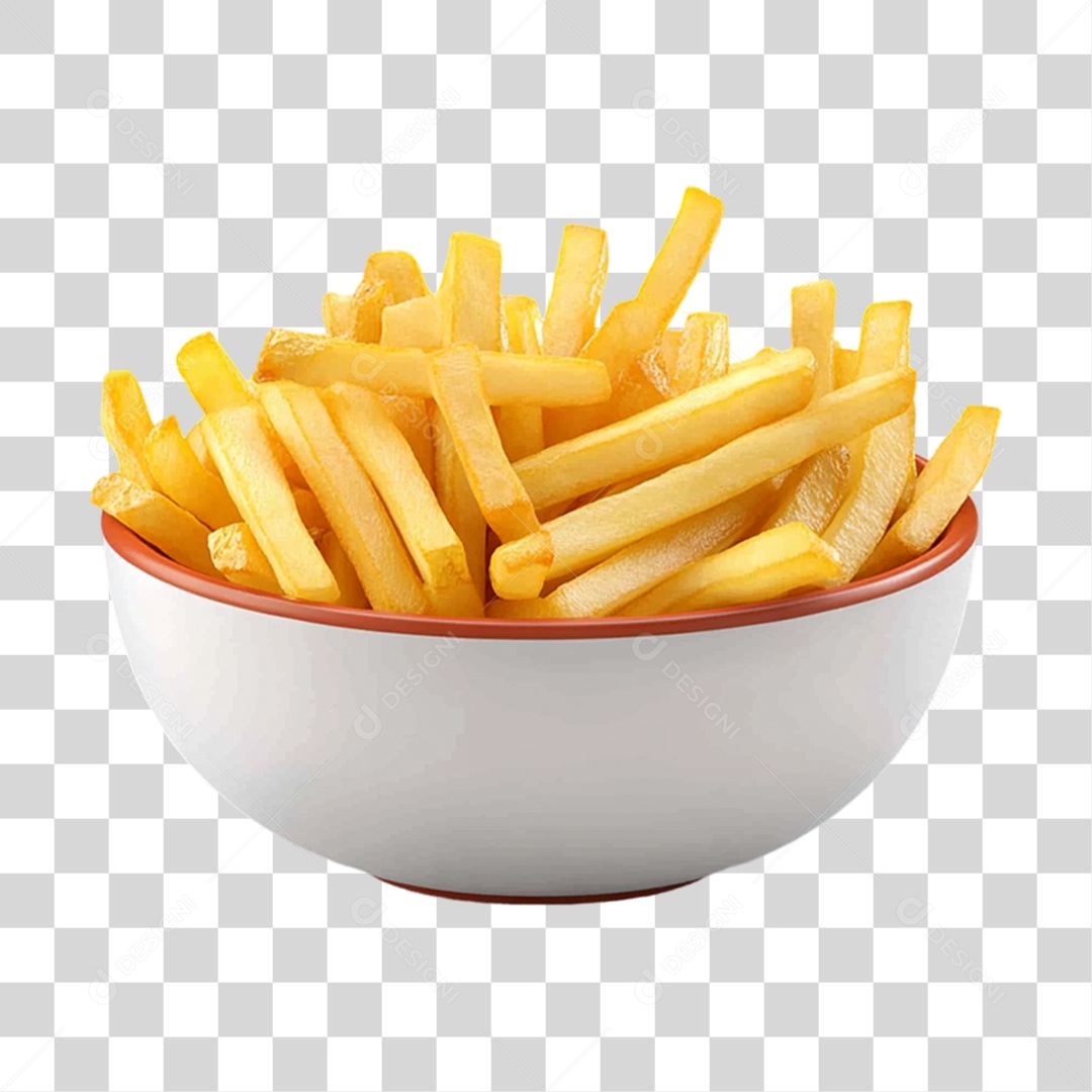 Vasilha com Batatas Fritas PNG Transparente