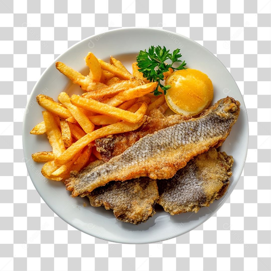 Porção de Peixe Frito PNG Transparente