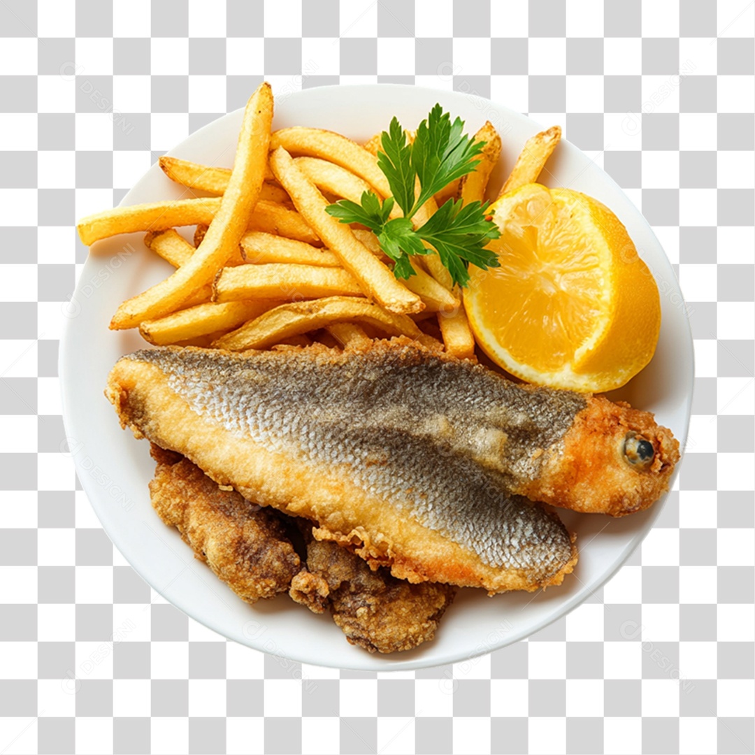 Porção de Peixe Frito PNG Transparente
