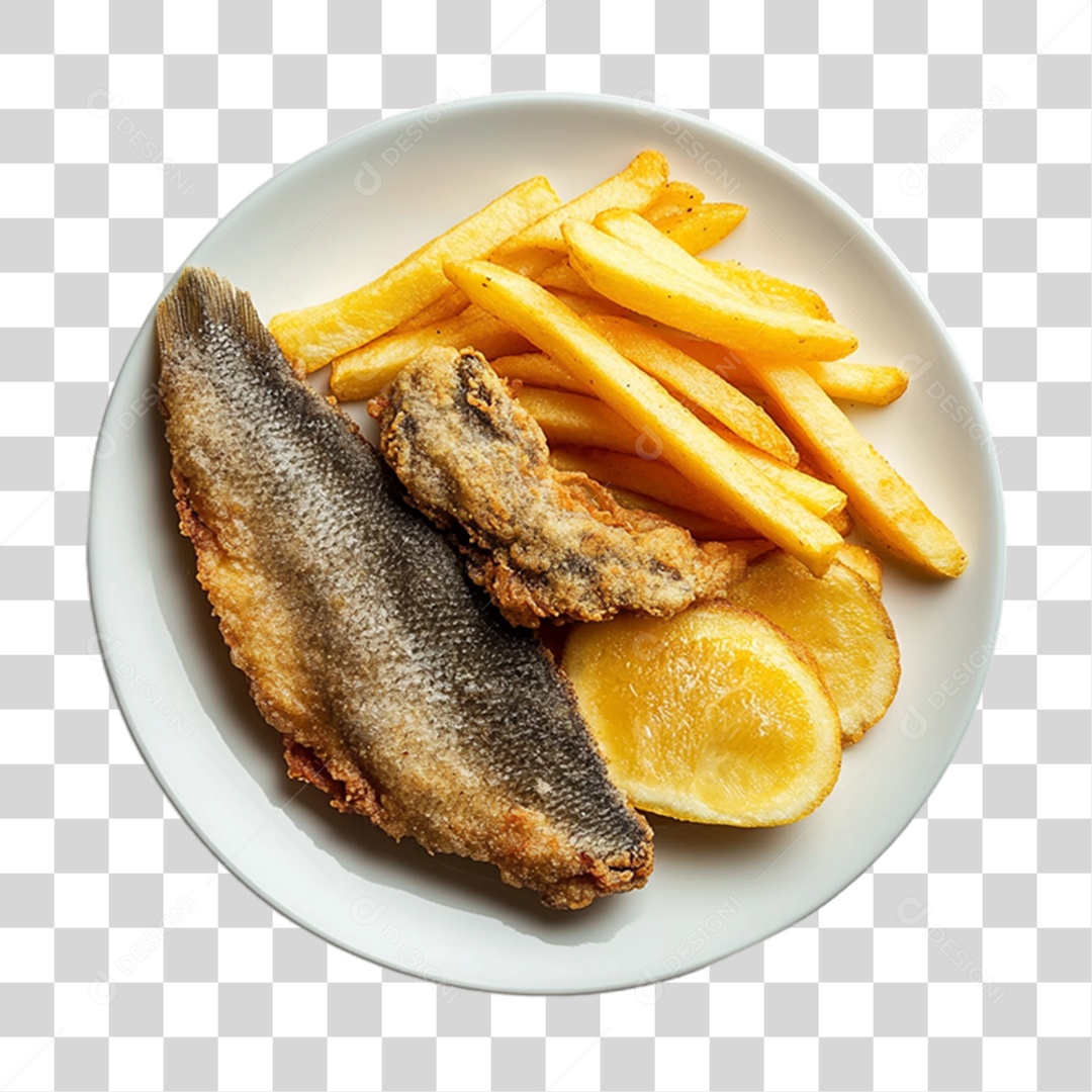 Porção de Peixe Frito PNG Transparente