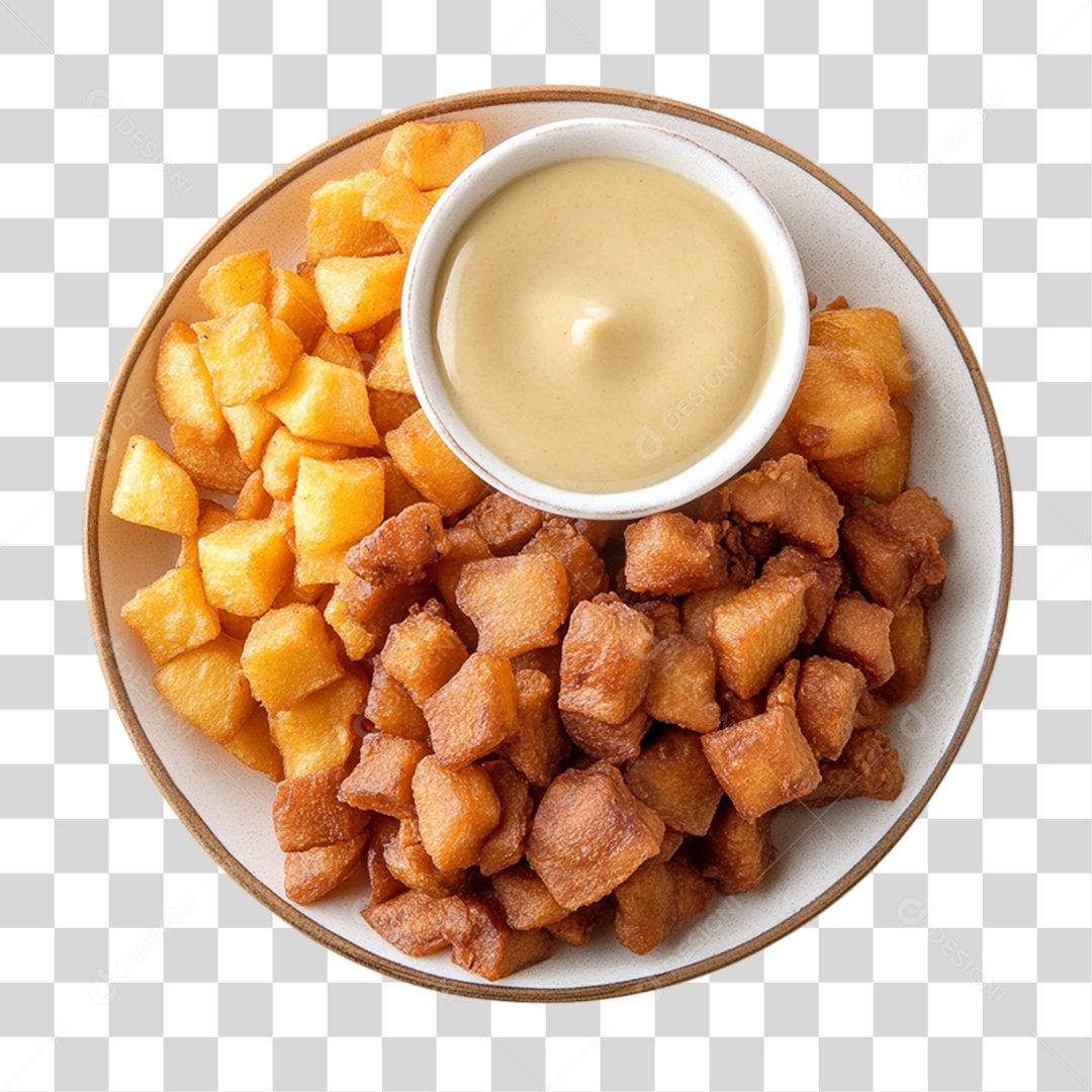 Porção Bolinho de Carne Torresmo PNG Transparente